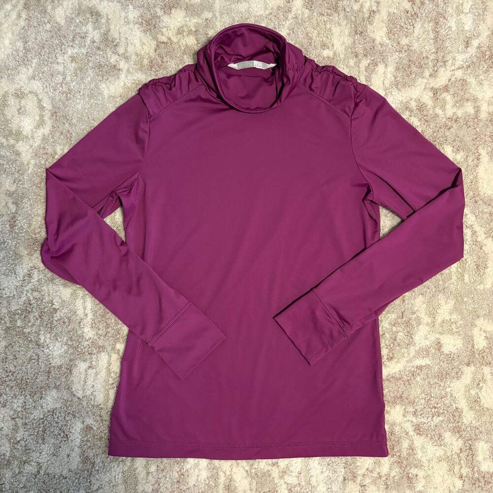 ATHLETA - Fuscia Turtle Neck with Shoulder Rouching - size MEDIUM